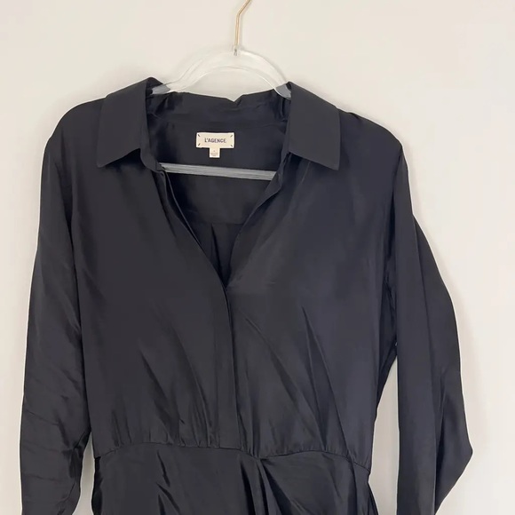 L’Agence Silk Black Atlas Wrap Dress - US 8 - Picture 2 of 4